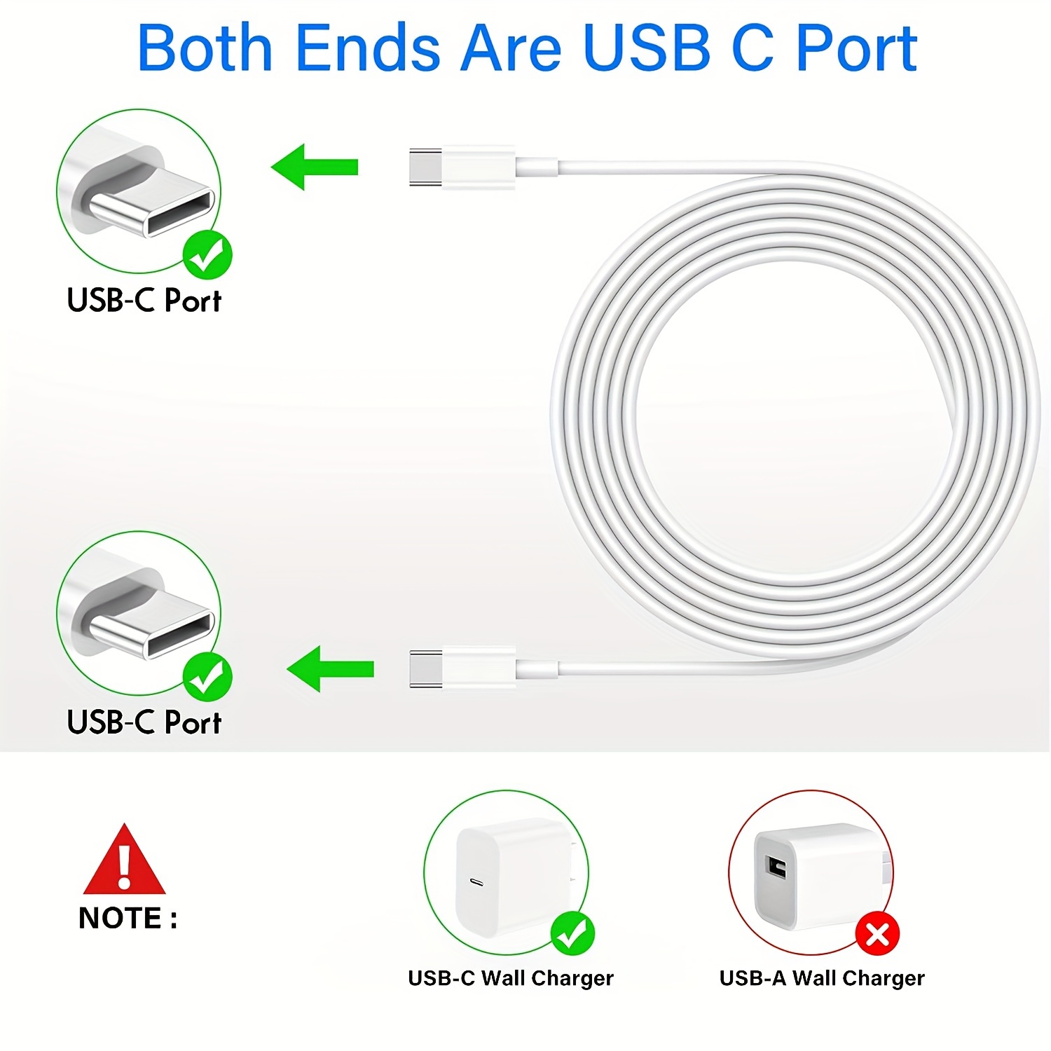3Packs 10Ft/3m Long USB C To USB C Charging Cables, 60W Type C Charging Cable Fast Charge Cord For IPhone 15/15 Pro/15 Plus/15 Pro Max, IPad Pro/Air/Mini, MacBook Pro/Air, Samsung Galaxy S23 S22 S21 S20 Ultra, Google Pixel 7 6 5 4 3 2 XL And More. 