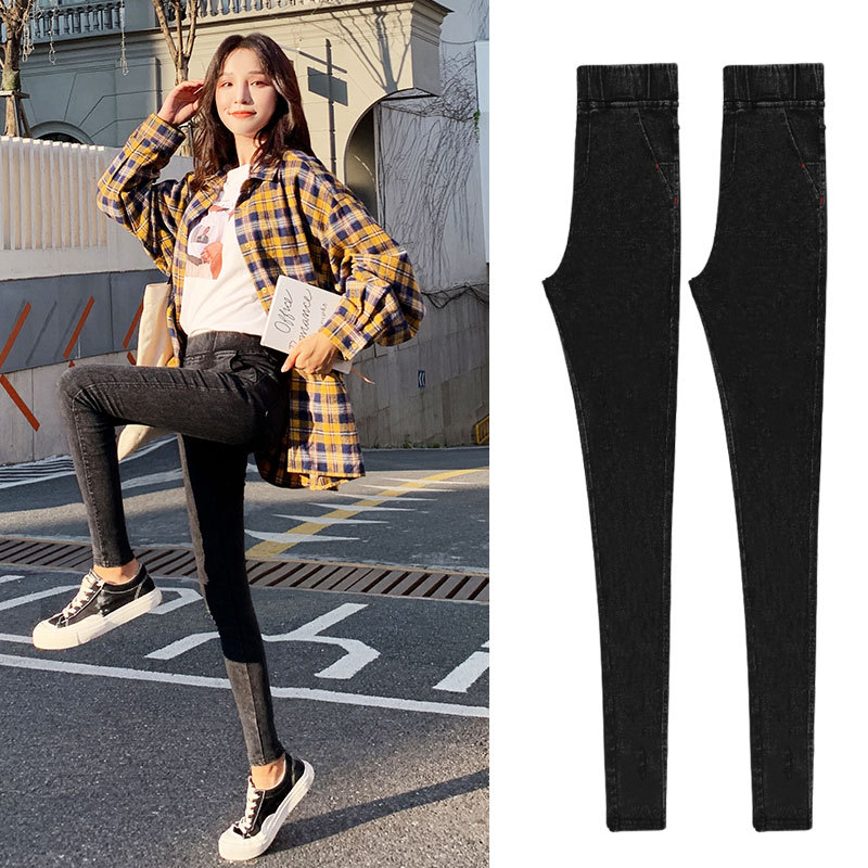 Black Leggings Women's Spring and Autumn Thin 2023 New Outdoor Tight Skinny and All-Matching Elastic Waist Elastic Black Leggings. 