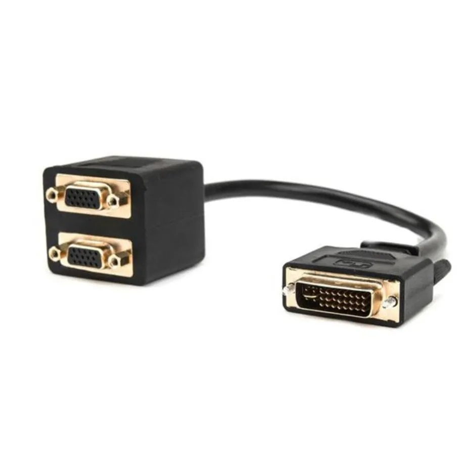 DVI to VGA Splitter cable Passive Analog DVI-I to Dual VGA splitter adapter cable DVI-I signal on two VGA monitors