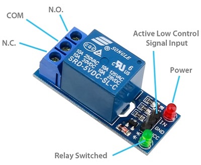 1 Channel Relay Module (Active Low Control). 