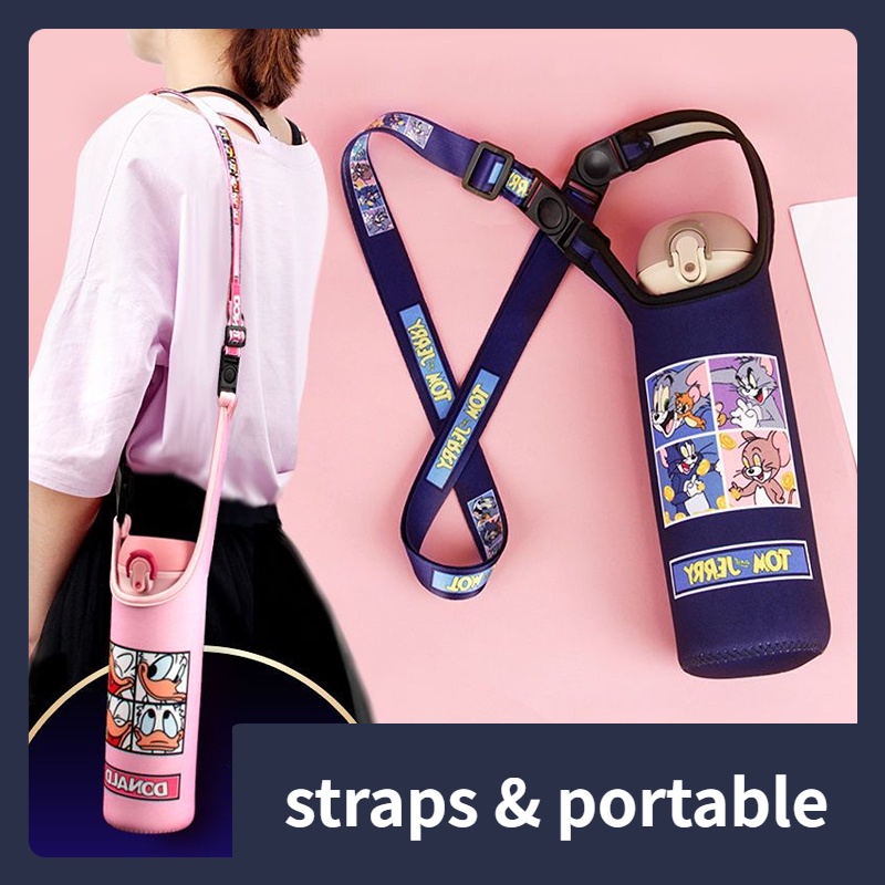 Water Bottle Bag with sling for Aquaflask / Hydroflask aquaflask Boot Protective Sleeve for Hydro Flask and Aquaflask Water Bottles hydro flask tumbler Cup cover cartoon portable thermal insulation. 