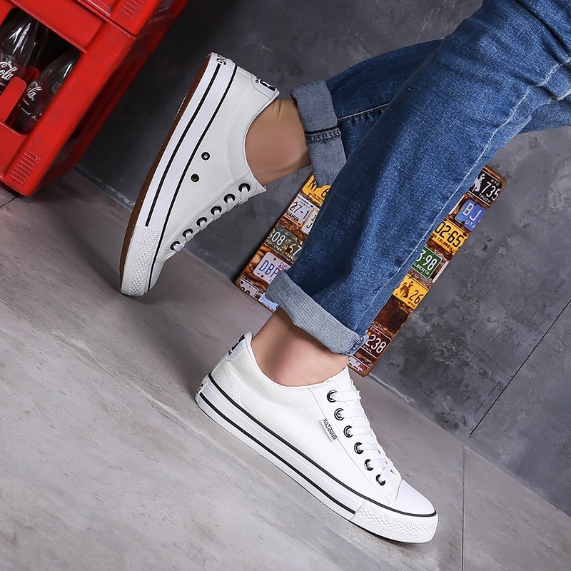 Kaibang Preppy Style Classic Men's Canvas Shoes Lovers Shoes Flat Lace-up Pure Color All-Matching Shoes Large Quantity Low Price. 