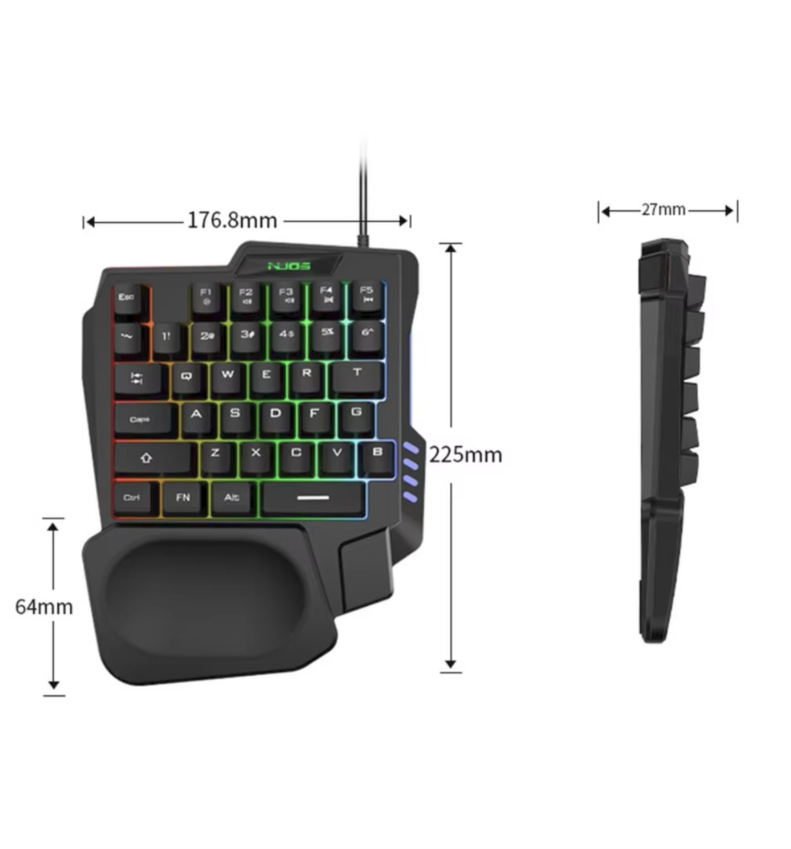 One-Handed Gaming Keyboard Half Keyboard Left Hand Keyboard Wired Gaming Keyboard With RGB Backlit And 35 Keys For Gamer Mini Gaming Keypad Portable Key. 