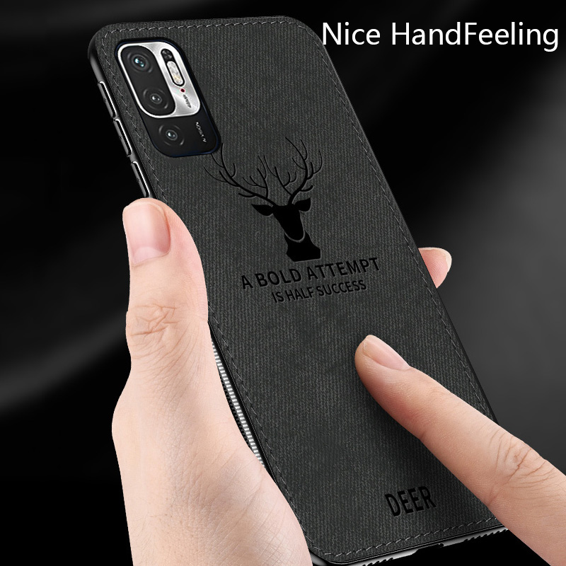 Biruiqu For Redmi Note 10 5G Hybrid Soft TPU Deer Pattern Leather Shockproof Case Cover. 