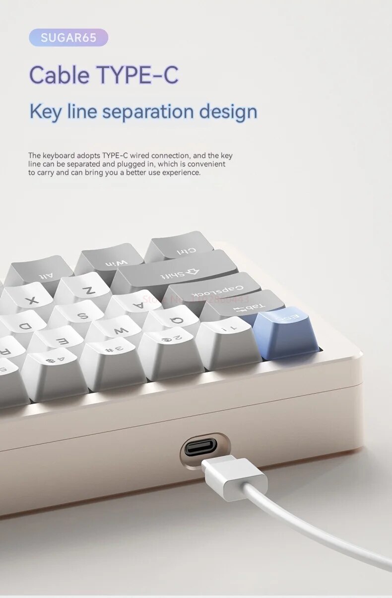 WEIKAV Sugar65 Wired Mechanical Keyboard Aluminum Kits Customized Gasket Multifunctional Knob Hot Plug RGB Gaming Keyboard gift.