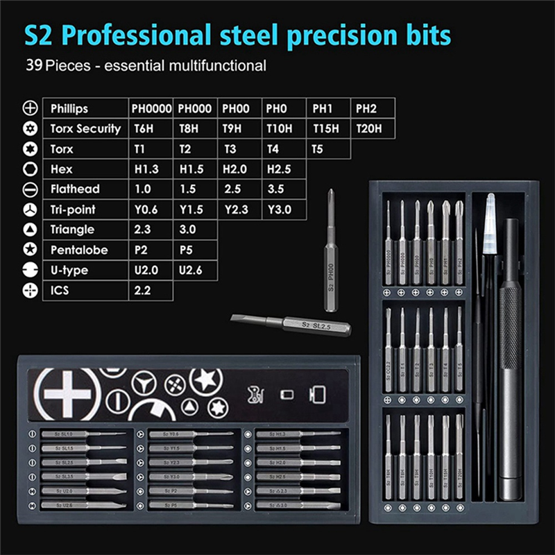 39 in 1 Precision Screwdriver Set, Laptop, Computer, Phone Repair Kit. 
