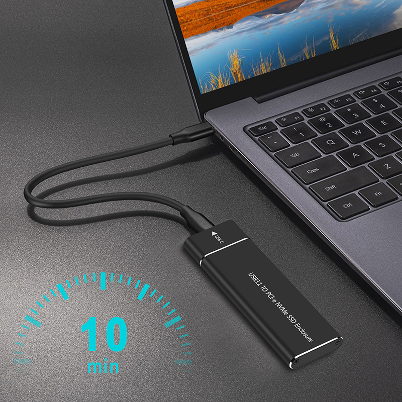 M.2 NVMe SSD Enclosure Adapter Aluminum Case USB C 3.1 Gen2 10Gbps to NVMe PCIe External Box for 2230/2242/2260/2280 M2 NVMe SSD. 