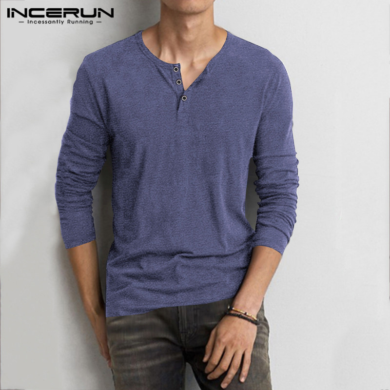 2020 INCERUN Men's Long Sleeve Cotton 