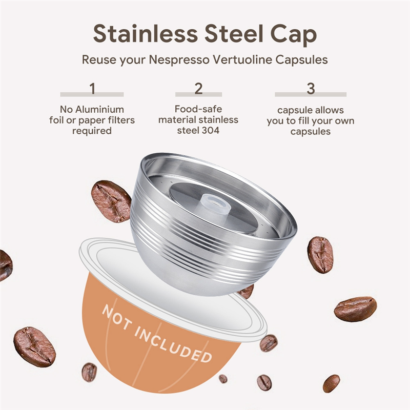 1Set Replacement Parts for Nespresso Vertuo Next Reusable Capsule Vertuoline Refillable Coffee Filter. 