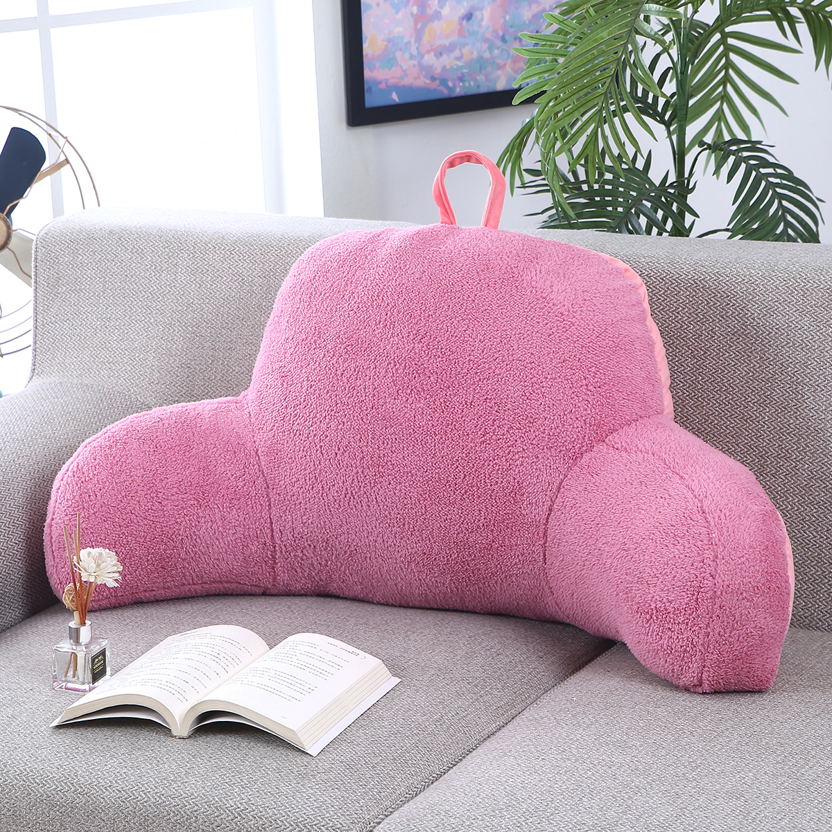 Make you feel comfortableBed Rest Backrest Pillow with Arms Reading Plush Lumbar Support Home Office. 