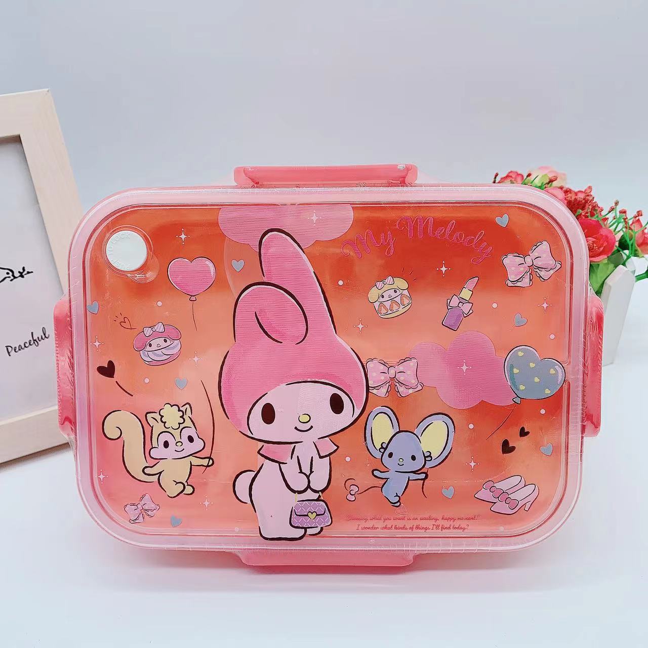 Scatola Bento Kawaii Cinnamoroll Melody Kuromi | Lunch Box Con Scomparti E Maniglia | Contenitore Per Snack 20x13x8 Cm - 4