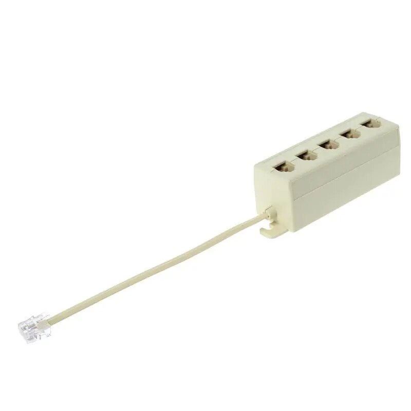RJ11 Jack 5 Way Outlet Telephone Phone Modular Line Splitter Plug Adapter 6P4C B2RC. 