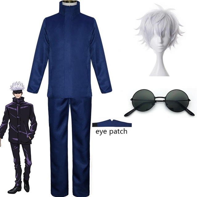 Jujutsu Kaisen Gojo Satoru Cosplay Anime Costume Tops Pants Eye Patch