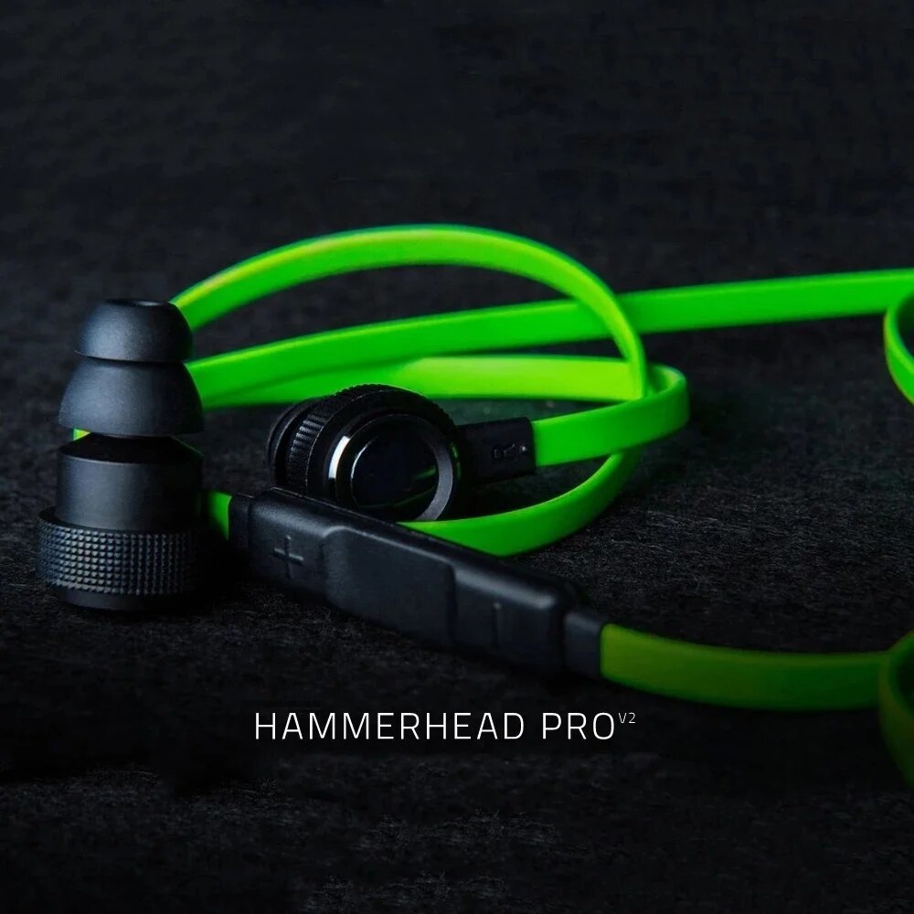 Razer Hammerhead Pro v2 Earbuds for iOS Android,Custom-Tuned Dual-Driver Technology,in-Line Mic Volume Control,Aluminum Fram. 
