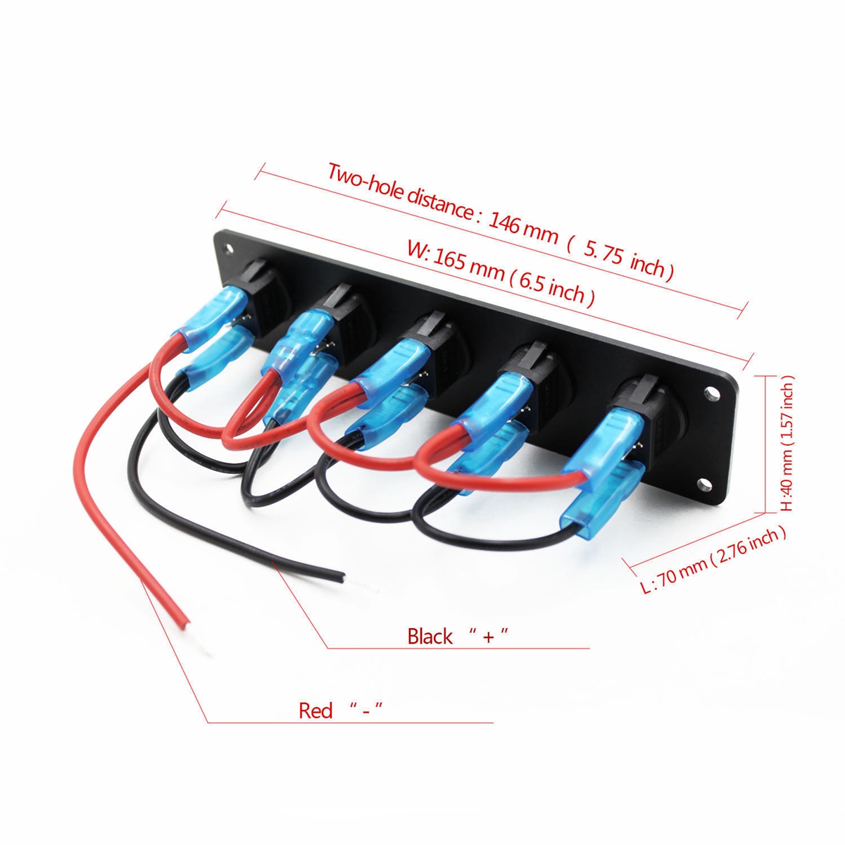 Waterproof 5 Gang Accessories Round Dash Rocker Toggle Switch Panel for RV Ship Yacht Marine Car Marine Ship Red. 