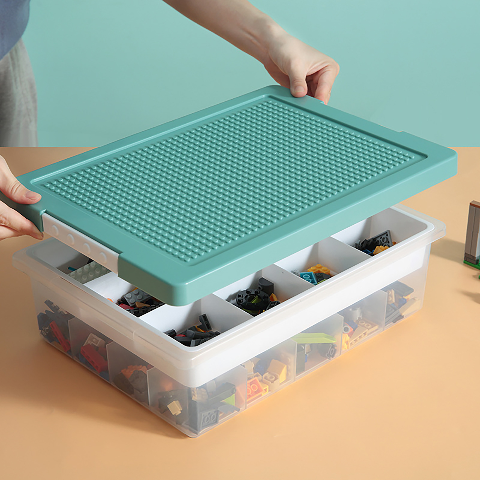 Storage Bin for Large Capacity Stackable Storage Box with Removable Cover Transparent Organizer for Art Craft Supplies Multi Compartments Ideal for Multi-compartment Tray Container. 