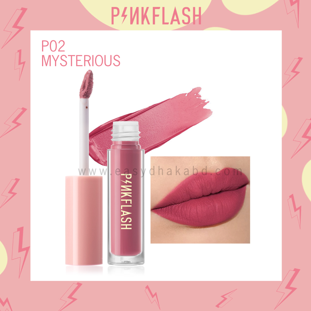 L01 - PINKFLASH MELTING MATTE WATERPROOF LIPCREAM - P02 Mysteri ous. 