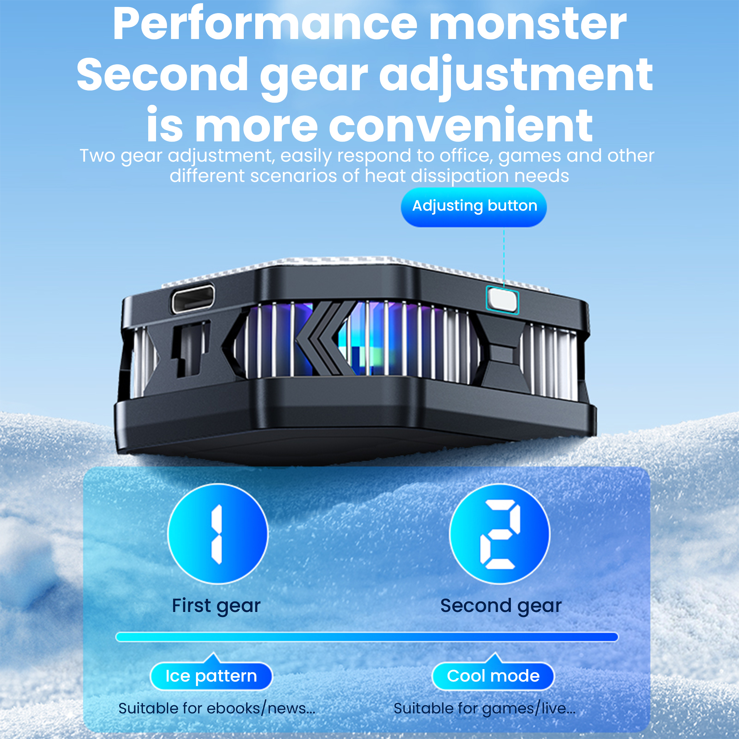 BlueWow HL01 Magnetic Cell Phone Cooler, RGB Phone Cooling Fan Portable Lightweight Mobile Phone Cooling Fan, Phone Radiator with Temperature Display for Mobile Gaming,Tiktok Live Streaming. 