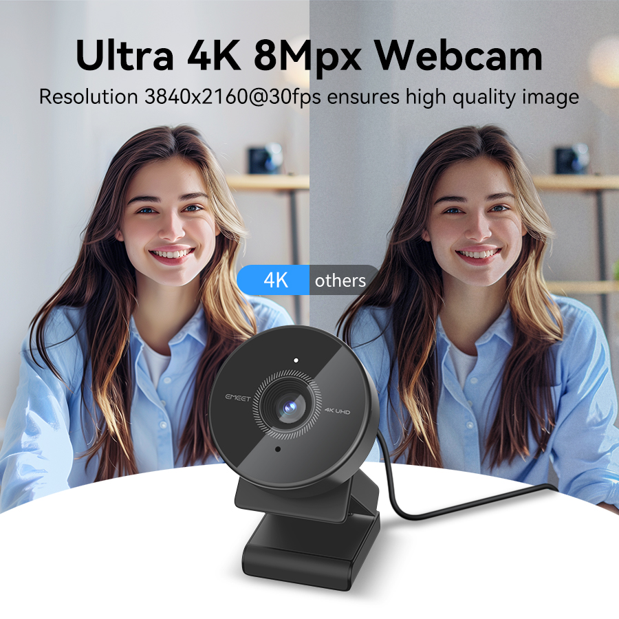 EMEET Webcam 4K Autofocus Web Camera 1080p 60fps 70°FOV Webcam for Computer Video Call Portable USB Camera for Business Meeting. 