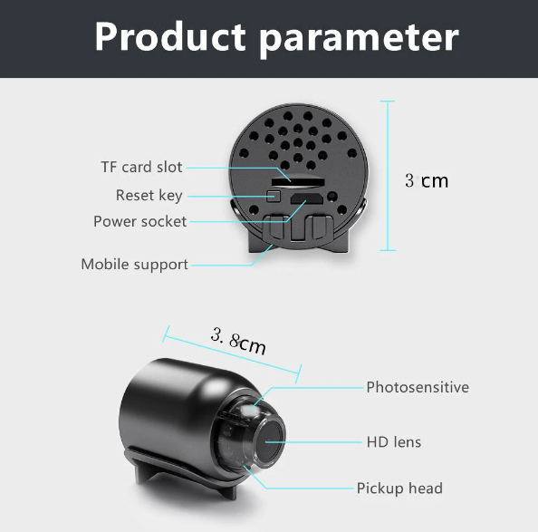 1080P HD X5 Mini WiFi Camera Included Sound Detector for Home Office 140 Degrees Micro Baby Monitor. 