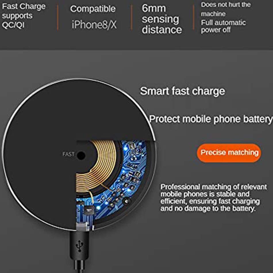 15W Wireless Charger USB C Fast Charging Pad Quick Charge QC 3.0 For iPhone 14 13 12 11 XS XR X 8 Samsung S22 S21 S20 S9 S10 S8. 