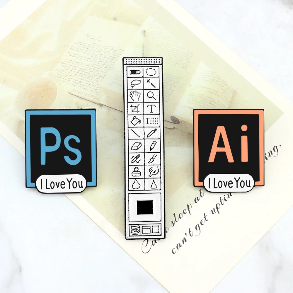 Creative Computer Cursor PS AI Enamel Pins Photoshop Toolbar TV ESC WASD Keyboard Brooches Badge for Programmer Backpack Jewelry. 