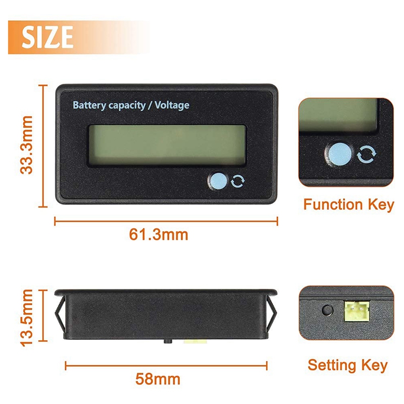 Battery Meter Battery Capacity Voltage Monitor, DC 12/24/36/48/60/72/84V Battery Capacity Voltage Gauge Indicator. 