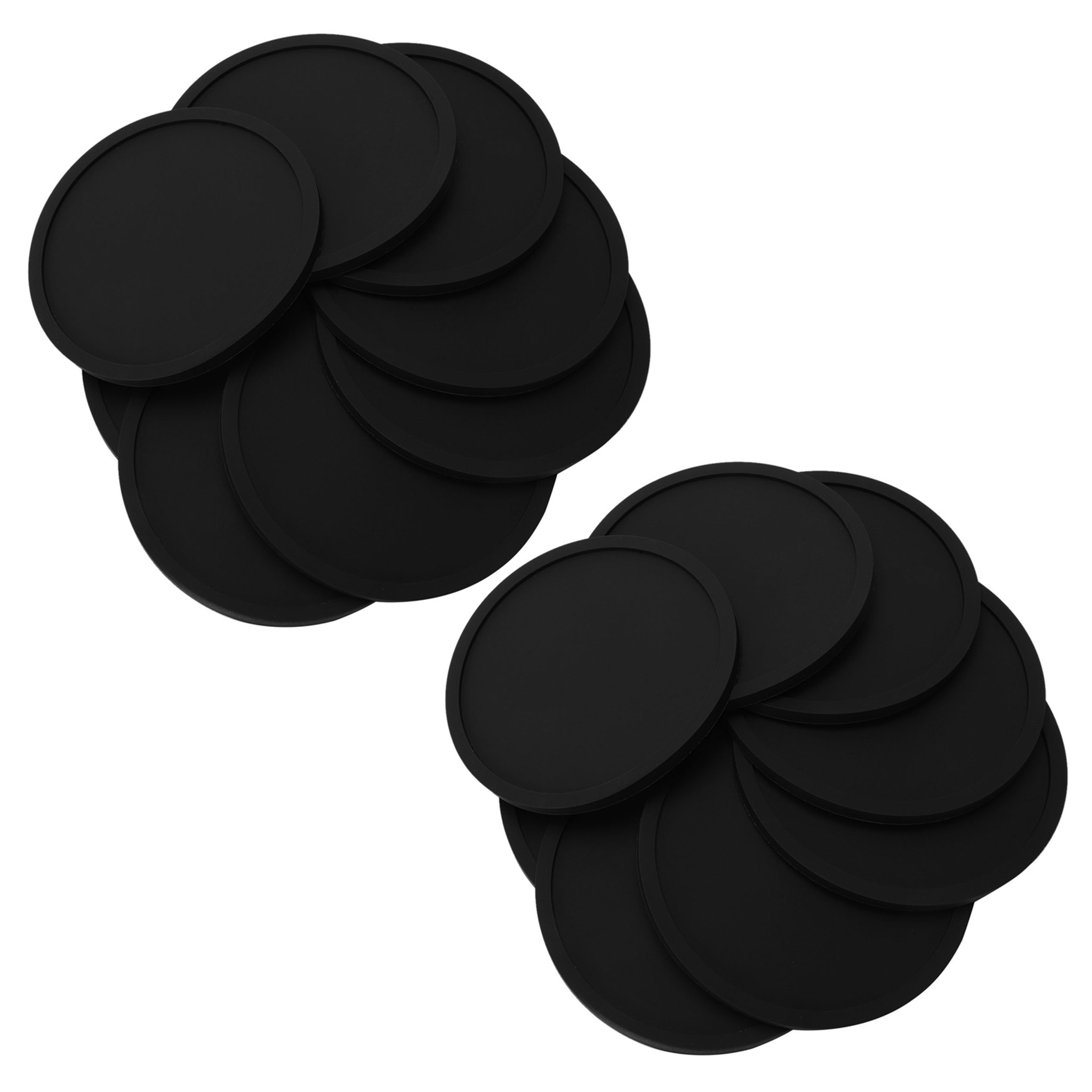 Silicone Black Drink Coasters Set of 16 Non-slip Round Soft Sleek and Durable Easy to Clean Black. 