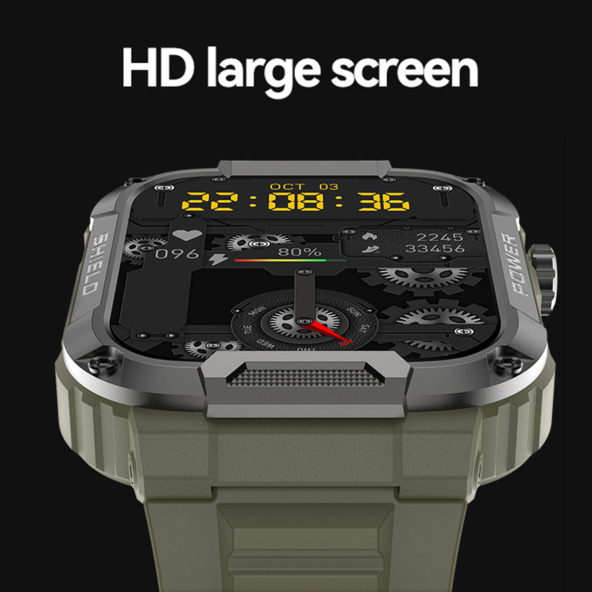 MK66 Rugged Military Smart Watch Men 400mh Large Battery Heart Rate Monitoring 1.85'' Bluetooth Call Smartwatch For APP Gloryfit. 
