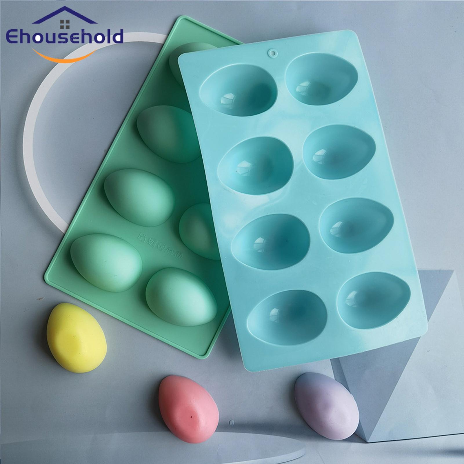 Cake Mold Reusable 8 Grids Easter Egg Shaped Silicone Mold. 