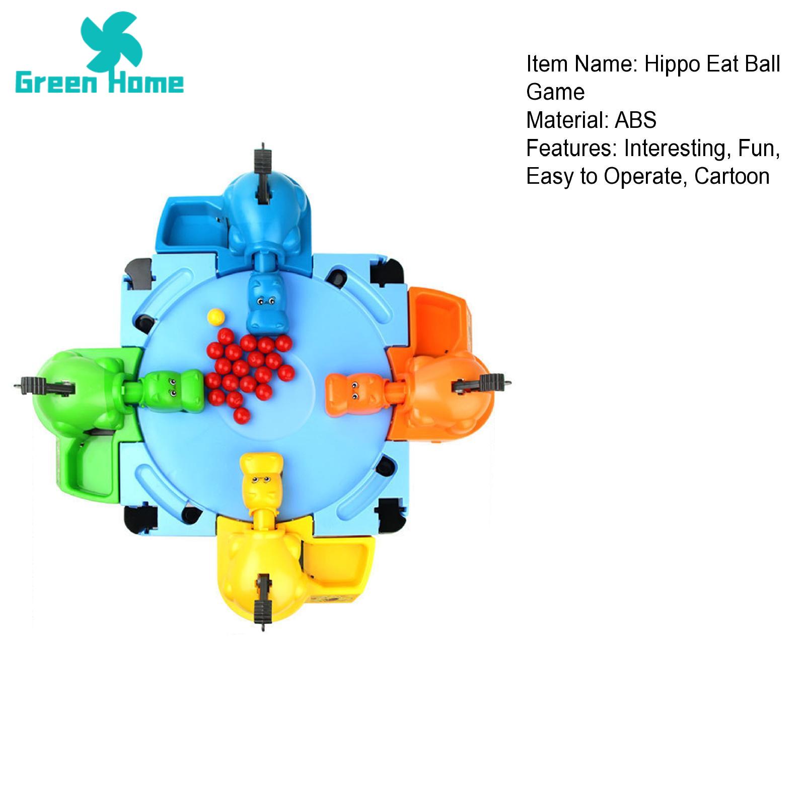 Green Home Swallowing Hippo Toy Smooth Surface Hungry Hippo Food Grabbing Parent-child Board Game. 