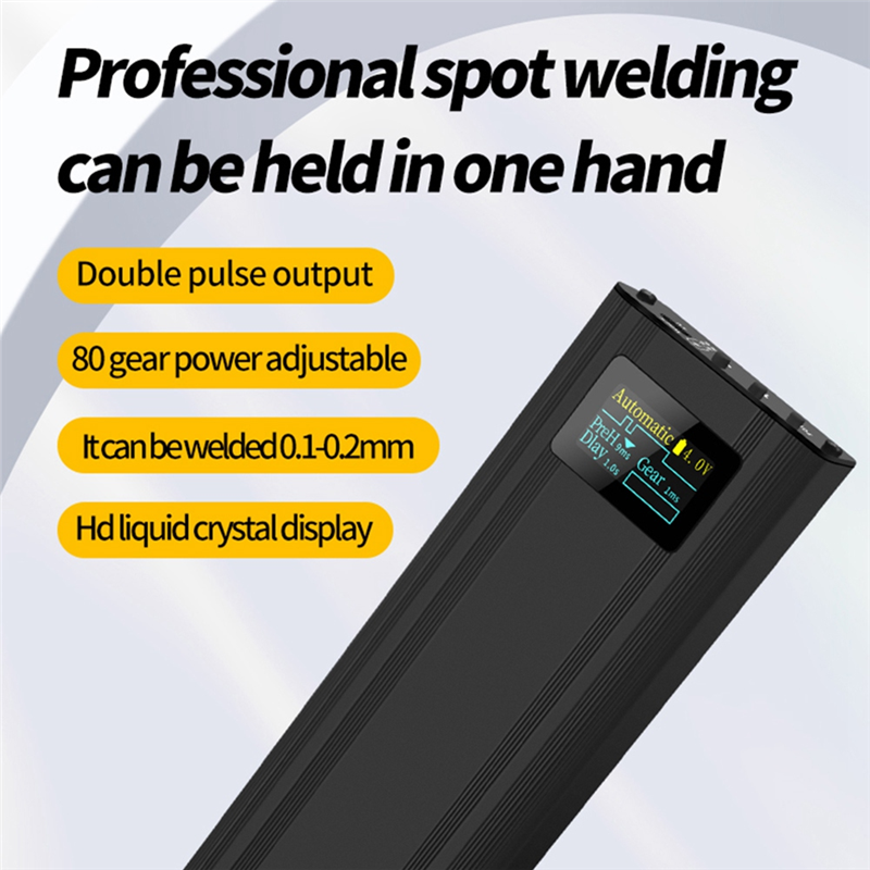 Black Spot Welding Machine 80 Gears Adjustable Spot Welder Digital Display Automatic Trigger for 18650 Battery. 