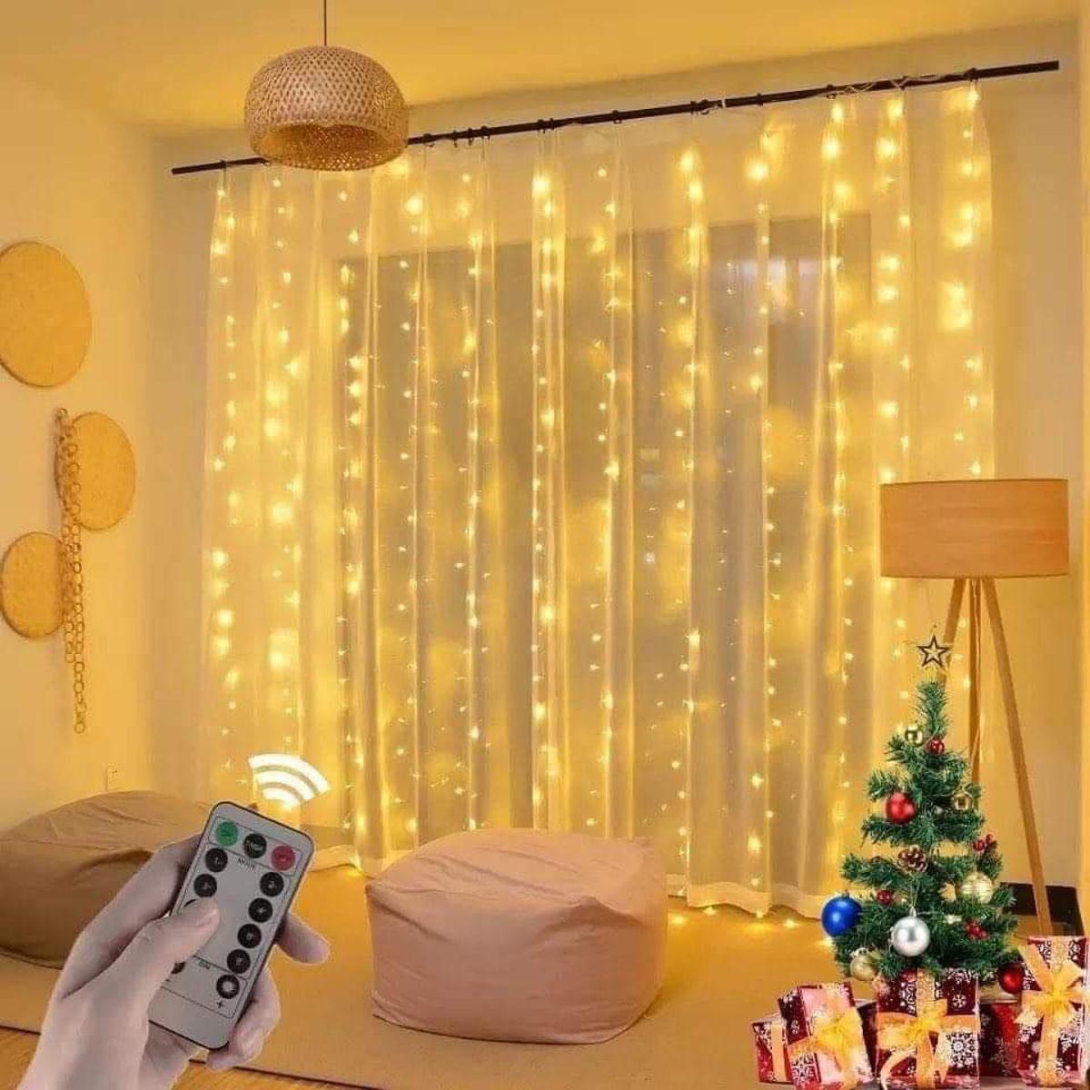 300 LED Window Curtain Fairy String Lights 8 Color 11 Lighting Modes with Remote Control USB Powered for Wall room Decoration. 