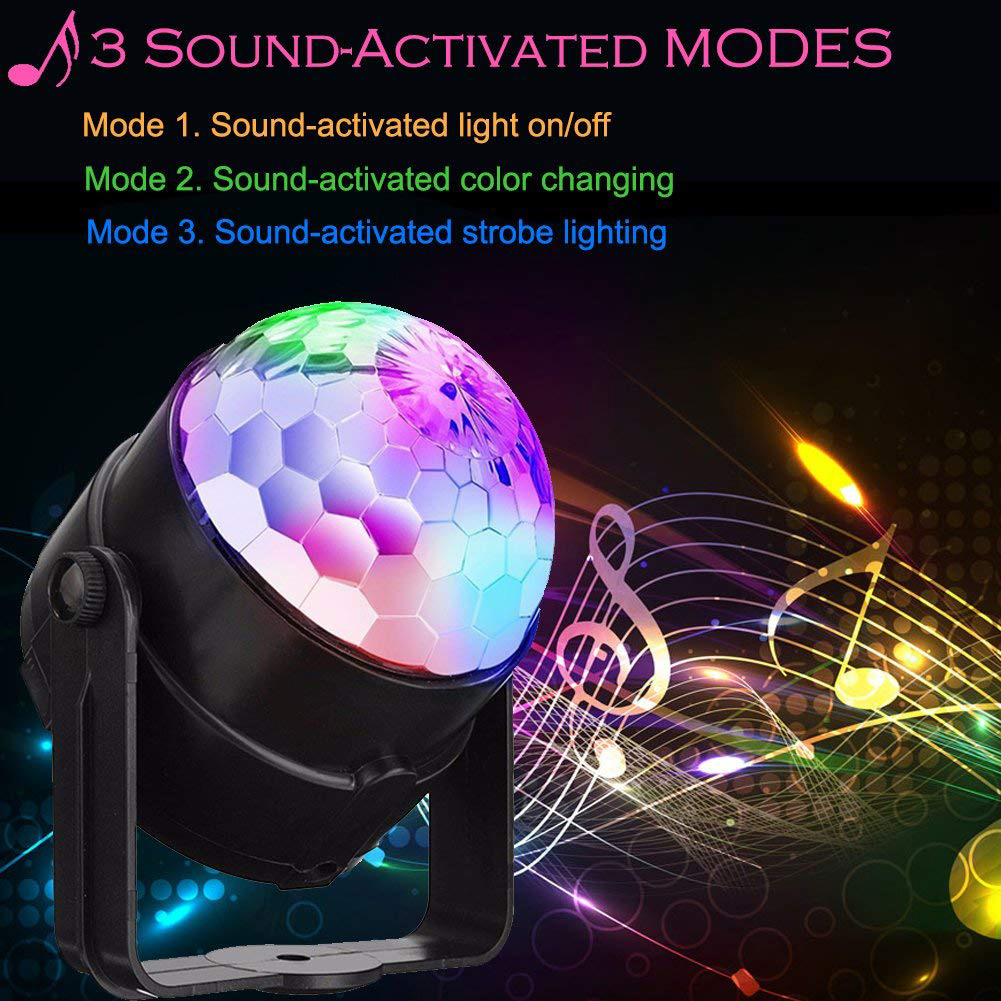 Durable Sound Activated Party Lights with Remote Control Dj Lighting, RBG Disco Ball, Strobe Lamp 7 Modes Stage Par Light for Home Room Dance Parties Birthday DJ Bar (US Plug). 