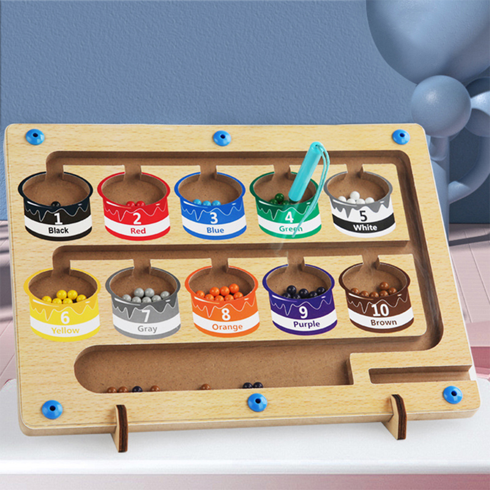 Magnetic Color Number Maze Wooden Color Matching Counting Puzzle Board Concentration Training Educational Toys. 