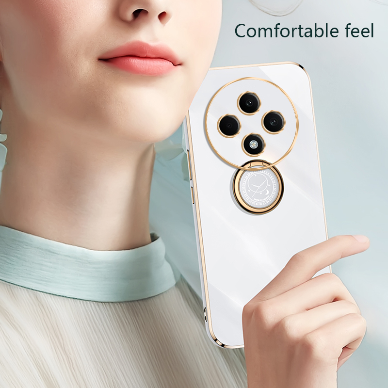 Tokifu For OPPO Reno 12F Case Luxury 6D Plating Soft Back Cover Silicone Phone Cases With Stand. 