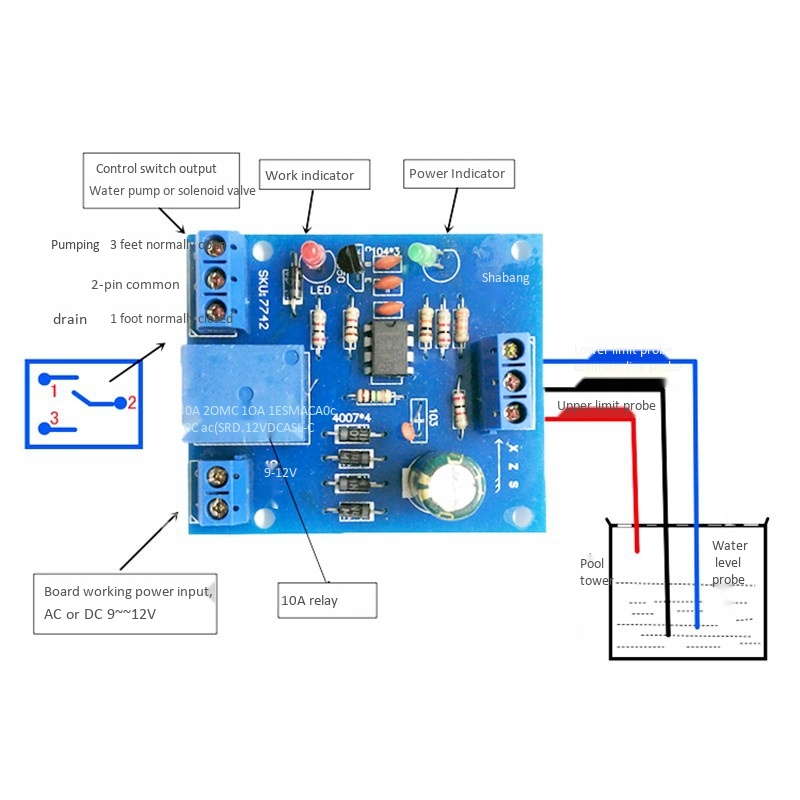 Water fluid Level Controller Sensor Module Water Level Detection Sensor Pumping Drainage Protection Circuit d. 