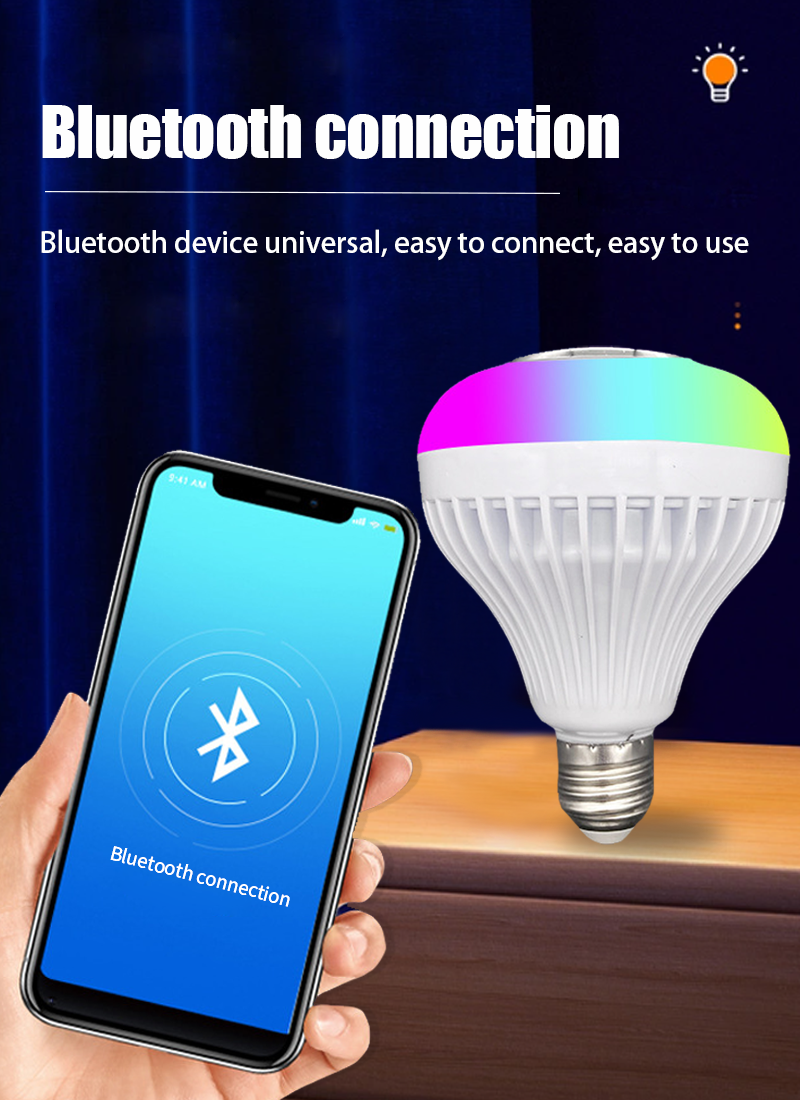LED Music Light Bulb with Built-in Bluetooth Speaker, Wireless