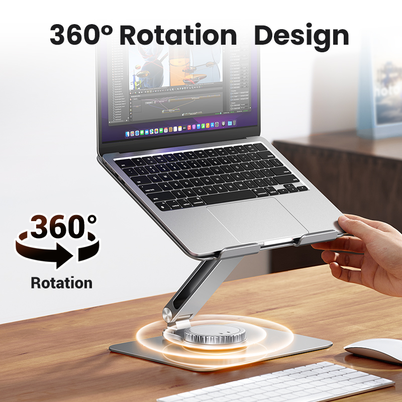 UGREEN Laptop Stand for Desk Adjustable 360 Rotating Base for MacBook Pro Air Stand Lenovo Ideapad 3 Dell Chromebook HP Notebook up to 17.3 Inch. 