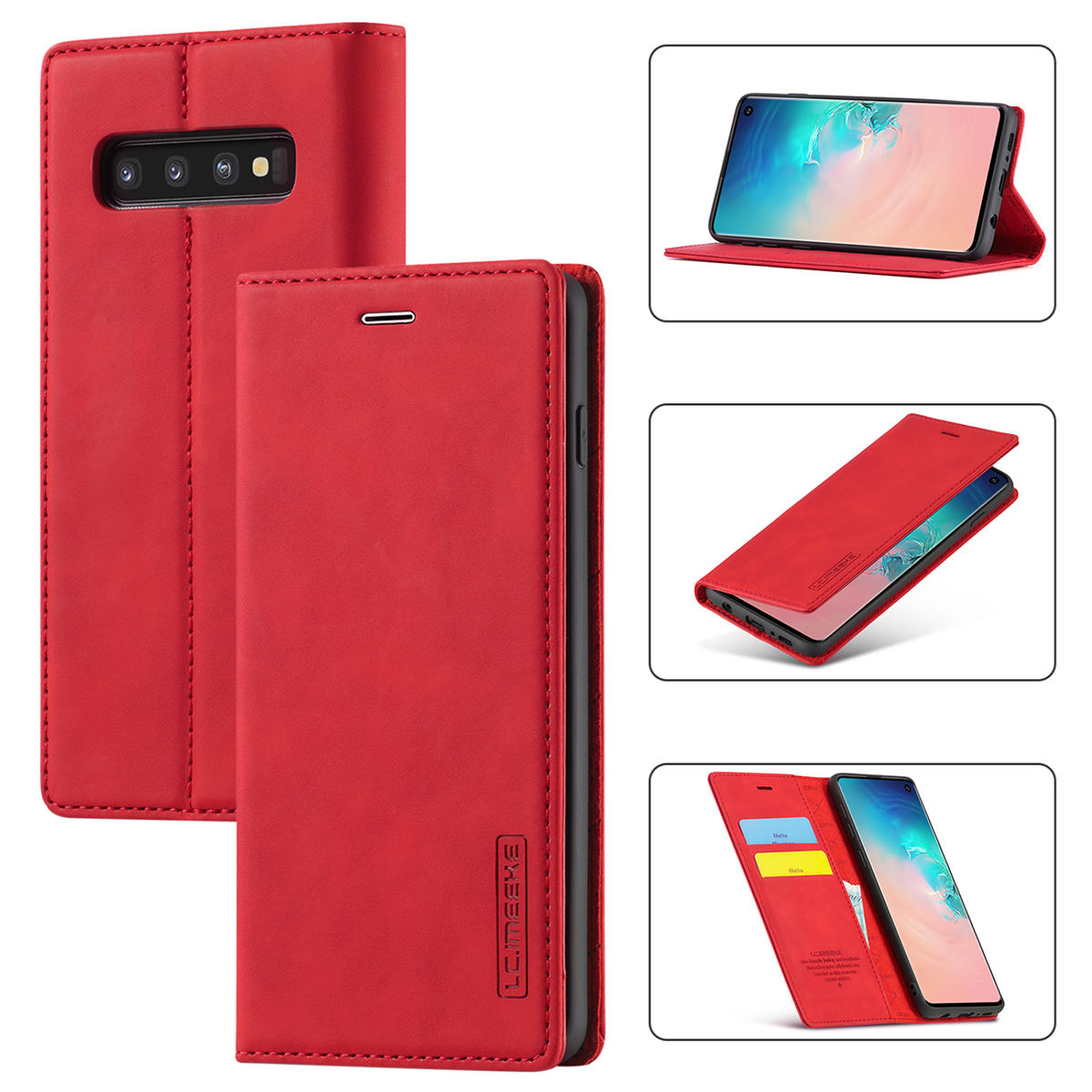 lthmy for Samsung Galaxy S10 Slim Flip Leather Wallet Stand Case Cover
