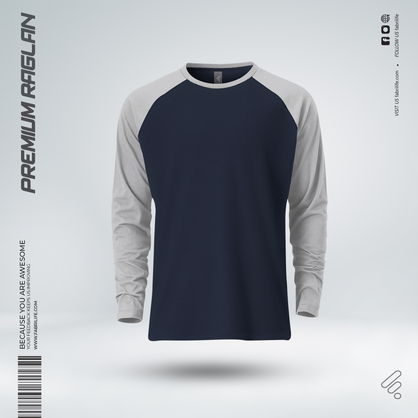 Fabrilife Premium Full Sleeve Raglan - Navy - T Shirt For Man