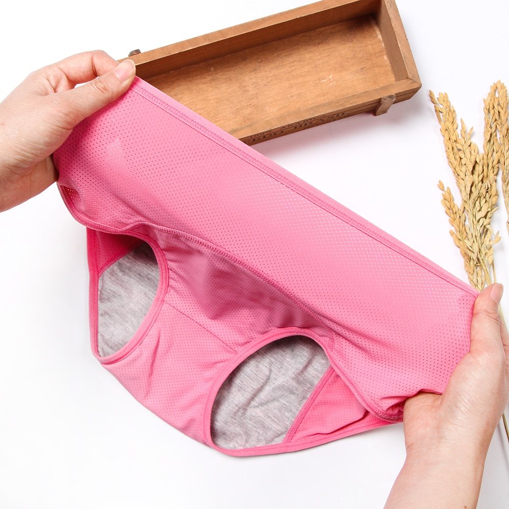 Plus Size Underwear L-8XL Menstrual Panties Physiological Pants Leak Proof  Women Underwear Period Mesh Breathable Briefs