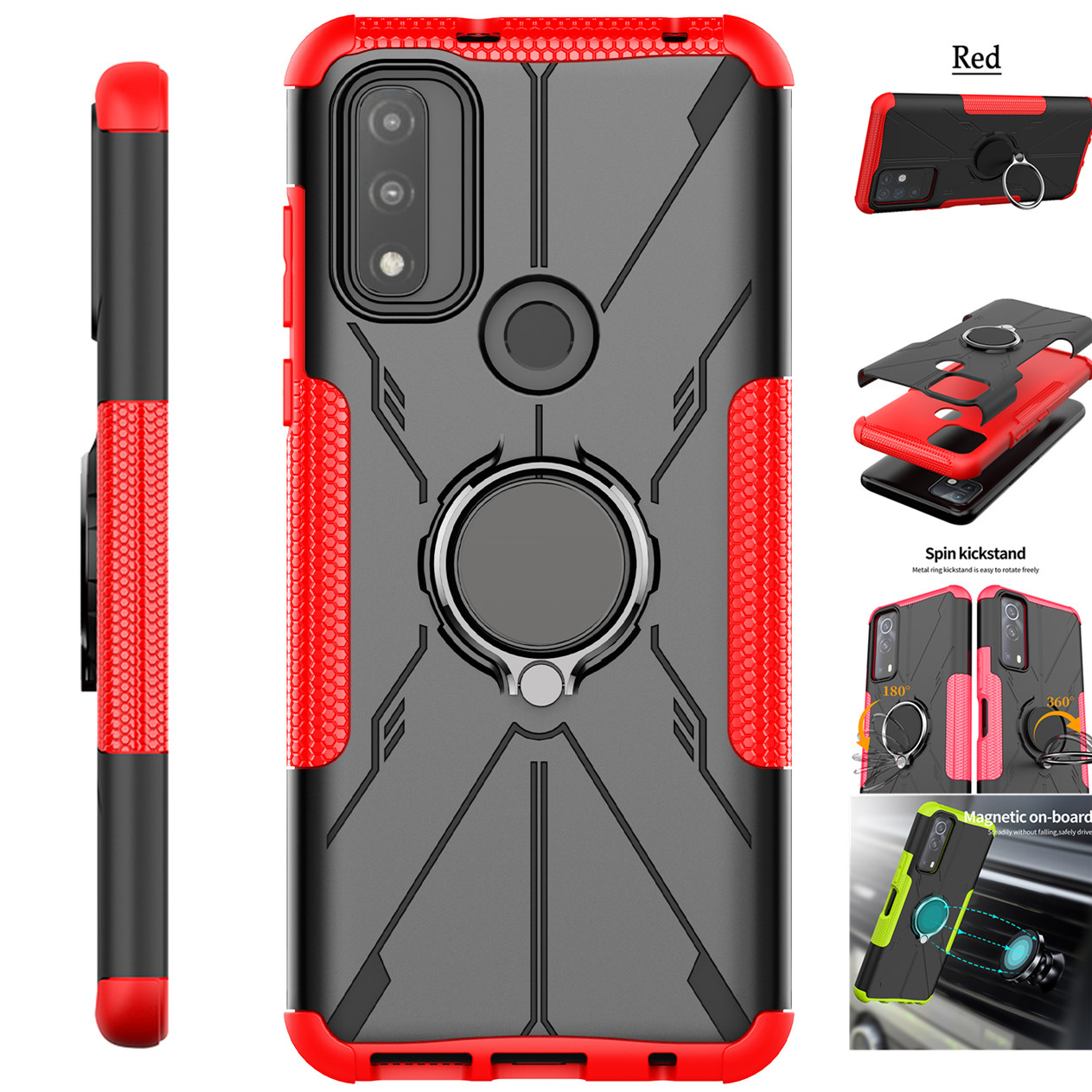 For Motorola Moto G 5G (2022) Phone Case TPU and PC Solid Color Armor Kickstand Casing Buffer Shockproof Stand Holder Back Cover