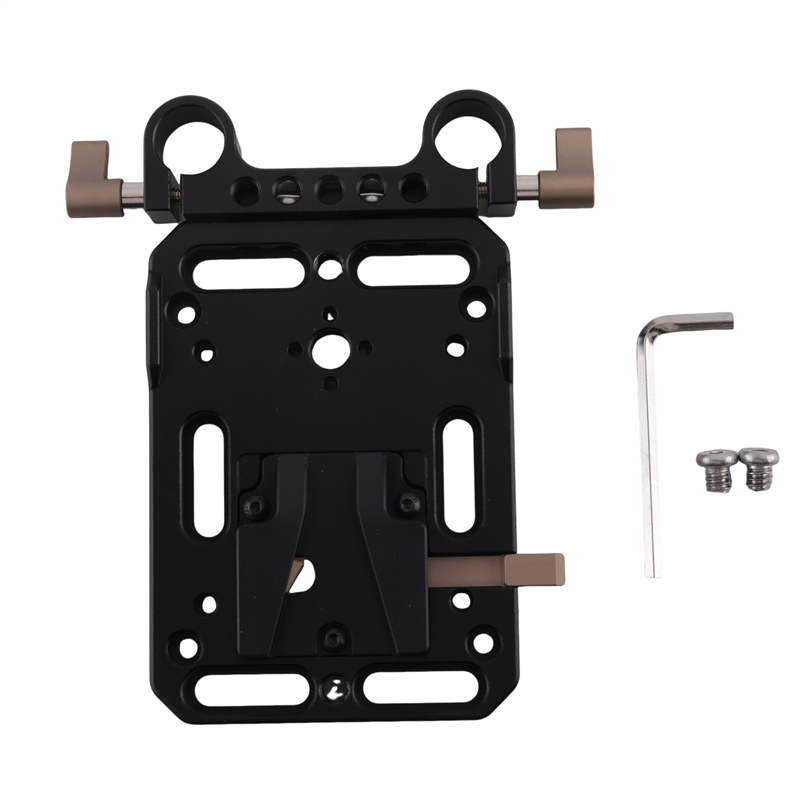 V-Shaped Interface Power Supply Plate Supply Splitter with 15mm Rod Clamp with Automatic Lock Protection for DSLR Camera