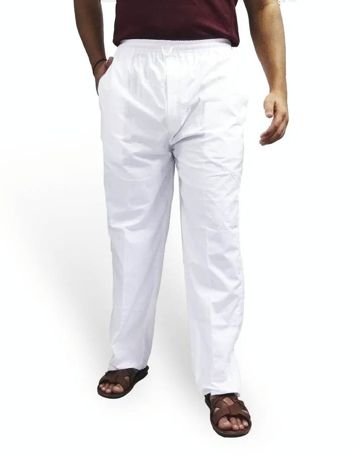 White Cotton Pajama loose Cut Trouser & Loose fit.. 