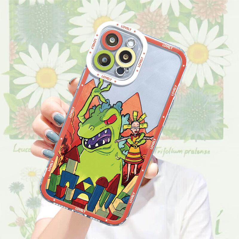 Movie R-Rugrats Reptar Phone Case for iPhone 11 Pro XS X XR 8 Plus 12 Mini 7 6S SE 11 Pro 14 Pro Max 13 14 15 Pro Max 13 Cover. 