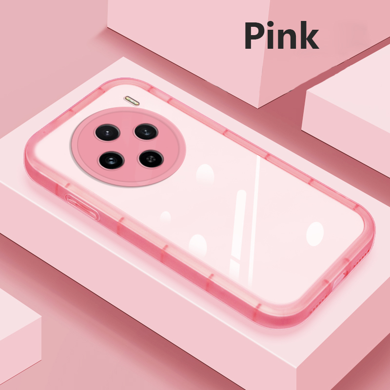 Biruiqu For VIVO X100 New Airbag Anti-drop Protective Case Transparent Frosted Soft Silicone All-Inclusive Phone Case
