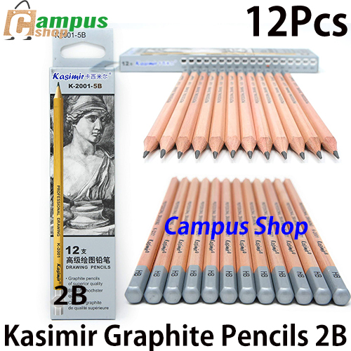 Kasimir Graphite Sketching Pencils 12B,10B,8B,7B,6B,5B,4B,3B,2B,HB,2H,4H Pack Of 12 Pcs. 