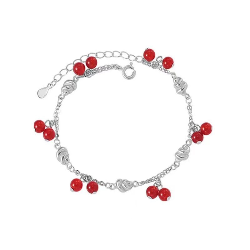 Red Bean Acacia Tree Couple Bracelet A Couple's Original Design Niche Simple Bracelet for Your Boyfriend on Chinese Valentine's Day