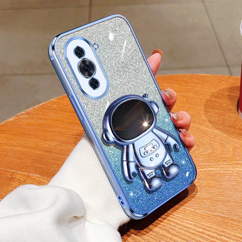 For Huawei Nova 10 / Nova 10 Pro / Nova 10 SE Casing Case with Cartoon Astronaut Stand Luxury Gradient Plating Glitter Girly Phone Case Clear Soft Silicone Shockproof Protective Cases Pouch